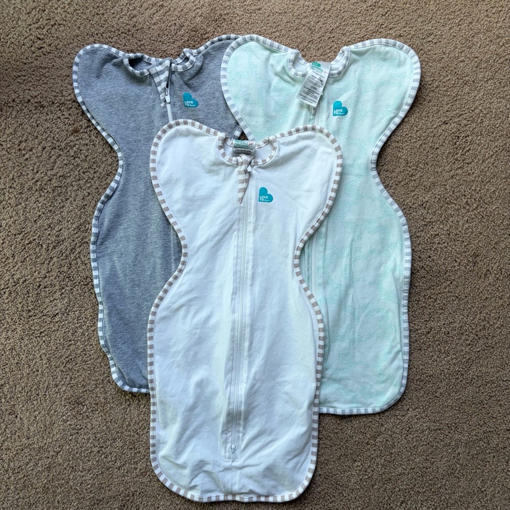 NB Love to Dream Swaddle UP Set 1.0 TOG - Gray, Organic Cream and Mint